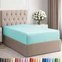 Twin Fitted Bed Sheet - Bottom Single Fitted Sheet Only - Ultra-Soft Hotel Luxury Bedding w/ 8-16 Inch Deep Pockets - Breathable, Cooling & Wrinkle Free - Easy-Fit, Fade & Shrink Resistant - Spa Blue