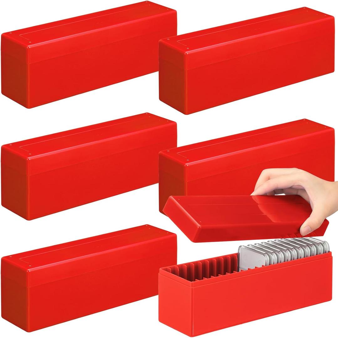 Wenqik 6 Pcs Plastic Coin Storage Box Case with 20 Slab Coin Holders - Collection Box for Collectors, Home, Office, Bank Supplies(Red)