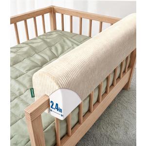 AEOCOO Bed Bumpers for Toddlers, Size 3 Ft, Toddler Bed Rail Bumper Protector for Loft Beds & Bunk Beds, Premium Soft Memory Foam Bed Guardrail, Anti-Bump | Fall Prevention, Beige