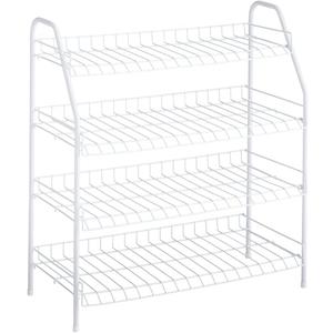 Rubbermaid 4-Tier Wire Shoe Rack, White, Simple Assemble, Storage Shelf for Organization in Bedroom/Closet