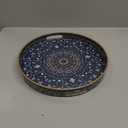 Round Serving Tray with Handles - Large Round Ottoman Tray Coffee Table Tray,Plastic Decorative Serving Trays for Coffee Table,Round Boho Tray for Ottoman Living Room