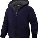 JACKETOWN Boys Zip Up Hoodie Kids Fleece Jacket Unisex Sherpa Lined Hooded Sweatshirts Girls Casual Outerwear 6-15 Years (12-13 Years, Navy Blue)