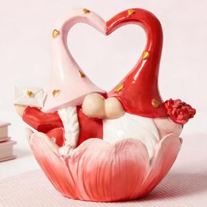 DN DECONATION Valentine Gnomes Decorations, Valentines Gnome Figurines Decorations for Home Table Indoor Collectible Sweet Gifts for Him (Set of 2, Red and Pink)