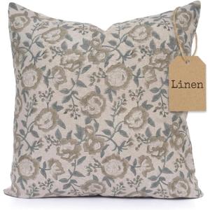 Linen Throw Pillow Covers 20x20 inch sage Green Spring Decorative Pillow Covers for Living Room, Bedroom