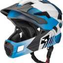 ROCKBROS Kids Bike Helmet Adjustable Detachable Full Face Bike Helmet for Children Bicycle, Skateboard, Scooter, Protective Gear (Small, Blue White Black)