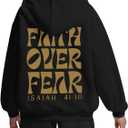 Boys Christian Faith Over Fear Hoodie Kids Religious Jesus Hoodies Inspirational Bible Verse Sweatshirt Teens Pullover (XXL)