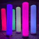 Inflatable Lamp Post with Remote Control Bar Party Decorative Color Changing ColumnSuitable for Wedding Sites, Event Exhibitions, Store Decorations, Birthday Party Etc (Multicolored, 9.8ft)