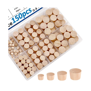 smseace 150Pcs 4-Sizes Wood Plugs 3/16" 5/16"，3/8"，1/2" Wooden Hole Plugs for Holes in Furniture/Table and Chair Legs/Cabinet Reserved Holes/Outdoor Equipment Wood Plugs Assortment Kit