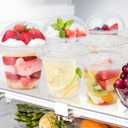 Lamosi 100 Pack 9 oz Clear Plastic Cups with Lids, Disposable Cups with Flat Lids No Hole, Ideal for Ice Cream, Cold Drinks, Fruit, Dessert, Yogurt Parfait
