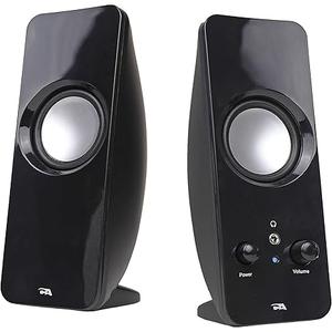Cyber Acoustics CA-2050 2.0 Speaker System, 3.5mm Stereo Multimedia Desktop Computer Speaker, Separate headphone output, volume control, power on and off (CA-2050)