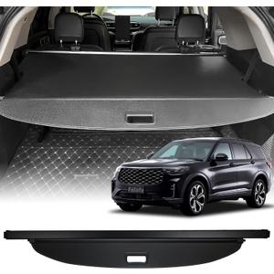 Falafa Trunk Cargo Cover for Ford Explorer 2020-2025, Retractable Cargo Cover with Carbon Fiber Texture Ends Punch-Free, Trunk Shade Shield Rear Security Cover for Explorer Accessories
