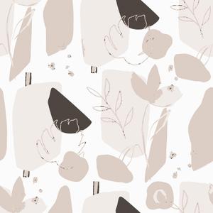 Neutral Geometric Peel and Stick Wallpaper Self Adhesive Floral Leaf Abstract Wallpaper Removable Geometric Contact Paper Waterproof Decorative Vinyl Wall Paper for Bedroom Bathroom 17.5"118"