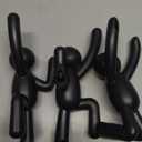 Umbra Buddy Wall Hooks  Decorative Wall Mounted Coat Hooks for Hanging Coats, Scarves, Bags, Purses, Backpacks, Towels and More, Set of 3, Black