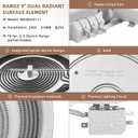 WB30T10133 WB30X24111 Radiant Dual Surface Element 9 inch Replacement for GE Glass Cooktop Burner, Element Radiant 9in Dual with Heating Element Wire Replace 4465256 AP5989975 PS11729126 by Fetechmate