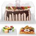 Square Cake Stand with Lid11in Marble Cake Stand with DomeStone Dessert Display Stand with Acrylic Cover for CupcakesCheeseChips & DipsServing Platter with Cover for Kitchen/Party/Wedding