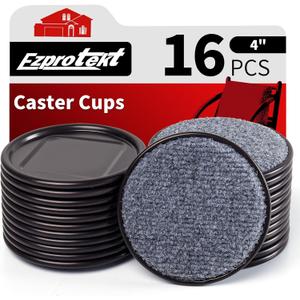 Ezprotekt 4" Round Carpet Bottom Furniture Caster Cups, 16 Pcs Reusable Furniture Coasters, Felt Furniture Sliders Pads to Protect Hardwood, Tile or Carpetd Floors from Scratches (Brown/Gray)