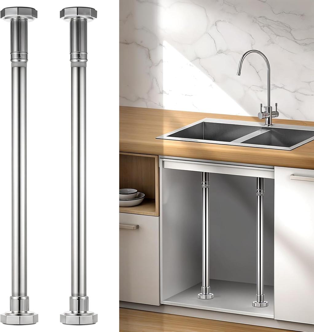 SHENLIU 2 Pcs Undermount Sink Brackets Adjustable, 19.7"-31.5" Stainless Steel Sink Support Drill-Free Installation and Repair Kit System Undermount Sinks Repair Kit for Kitchen and Bathroom