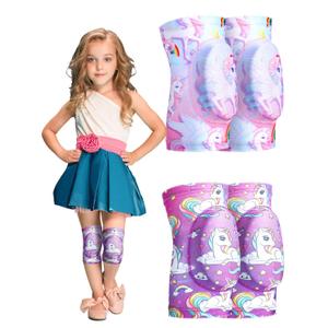 2 Pair Kids Knee Pad Unicorn Anti Slip Padded Sponge Knee Brace Breathable Flexible Toddler Knee Pads Elastic Children Knee Support for Girl Boy Sport Volleyball Dance Skating Basketball, 3-7 Years