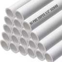 HJ 4FT Feet PVC Pipe 20PCS White Sch40 Industrial Pipes (1/2") (0.5 Inch)