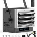 InoKraft 7,500W Electric Garage Heater, Wire: 8 AWG, Plug: NEMA 14-50P, Remote, Ceiling Mount, Digital Thermostat, 240 Volt, 24-Hour Timer, Overheat Protection, ECO Mode, Ideal for Garage