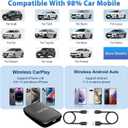 2025 Upgraded Wireless Carplay and Android Auto Dongle Support Netflix/YouTube,Car Play Ai Box with USBA-C and USBC-C Cable for iPhone Android,Convert Wired to Wireless CarPlay Stream to Your Car