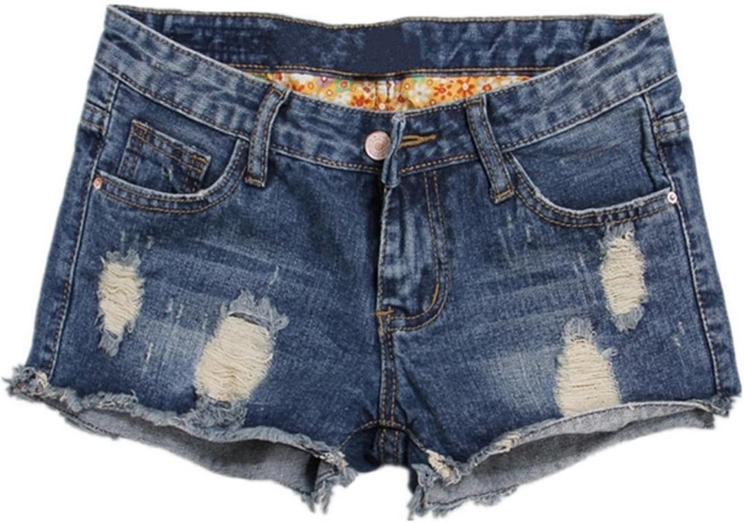 Womens Vintage Fringe Denim Shorts Jeans, Size 34