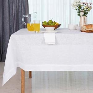 D'Moksha Homes White Linen Tablecloth 60 x 120 Inch - 100% Pure Linen Tablecloth for Rectangle Tables - Machine Washable Table Cloth for Fall, Thanksgiving, Christmas, Holiday, 2 Pcs