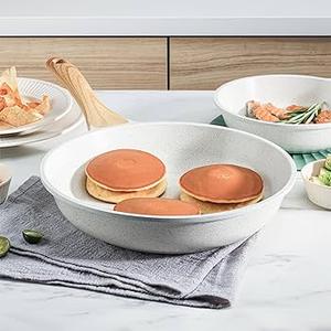 SENSARTE Nonstick Ceramic Frying Pan Skillet, 12.5 Inch Omelet Pan, Healthy Non Toxic Chef Pan, Induction Compatible Egg Pan with Heat Resistant Handle, PFAS-Free, White