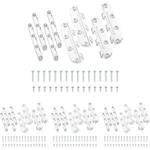 POWERTEC 71425 Surface Mounted Rail Brackets, Frame Fasteners Hardware With Mounting Screws, Hooks for Wood Bed Frame, Set of 4, Silver (Pack of 4)
