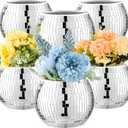 6 Pcs Disco Ball Vase Disco Ball Planter for Centerpieces Disco Ball Decor Flower Vase with Silver Mirror Glass for Wedding, Birthday, Party (4" X 4.7")