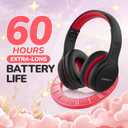 JoySpark Kids Bluetooth Headphones, 60 Hours Playtime, Bluetooth 5.4 Kids Headphones Wireless, Type-C Fast Charging, 85/94dB Volume Limited, Foldable Toddler Wireless Headsets with Mic-Black Red