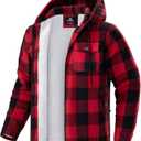 G Gradual Men's Flannel Jacket Fleece Sherpa Lined Hoodies Zip Up Plaid Shirt Warm Winter Jackets for Men with Zipper Pockets (Red, M)