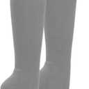 COUVER Mens Knee High Sports Athletic Baseball Softball Bottom-Cushioned Socks, 1 Pair (Large, Solid Light Gray)