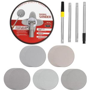 Pole Sander for Drywall, 9 Inch Radial Sander with Pole, Wall Sanders for Painting Prep, 360 Degree Rotary Round Circular Hand Sanding Head for Ceilings (Red)