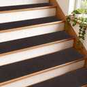 Extra Wide Non Slip Stair Treads for Wooden Steps 15 Pack 9" x36'' Extra Wide Carpet Runners with Reusable Adhesive, Step Pads for Dogs, Kids, Seniors, Machine Washable  Brown