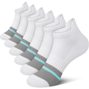 Gonii Women's Ultra-Thin Lightweight No-Show Ankle Socks - Seamless Toe Design, Non-Slip Arch Band (6 Pairs) for Running (L)