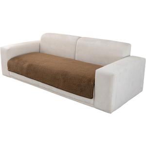 Couch Cover Sherpa Fleece Sectional Sofa Covers Seat Slipcovers Non Slip Soft Furniture Protector Washable for 3 Cushion Couch Sofa Pet Friendly Dogs L Shape Couches (Light Brown, 36"x70")