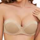SEA BBOT Push Up Strapless Bra for Women Anti-Slip Padded Multiway Bra (34B, Dark Beige)