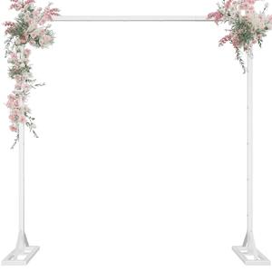 8.2FT Adjustable Backdrop Stand Kit - Square Wedding Arch & Balloon Arch for Photo Booth Background, Baby Shower, Birthday Party Decorations (Portable Frame) (White, 8.2X 8 FT)