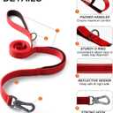 TwoEar 6FT 1IN Strong Red Dog Leash with 2 Padded Handles, Traffic Handle Extra Control, Comfortable Soft Dual Handle, Auto Lock Hook, Reflective Walking Lead for Small Medium and Large Dogs