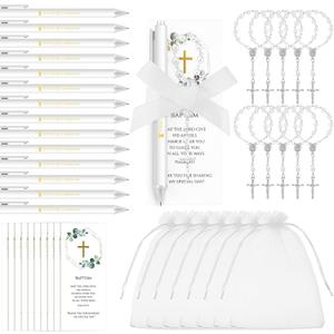 Frienda 36 Sets First Communion Favors for Guests Recuerdos De Primera Comunion 36 First Holy Communion Pens 36 Mini Rosary 36 Cross Bookmark 36 Organza Bags for Baptism Party Christian Gift