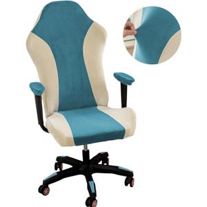 Lavish Cover Velvet Stretchable Gaming Chair Cover, Washable, Anti-Scratch Slipcover with Armrest Protection, Cat Scratch Proof for Office and Computer Chairs(No Chair), LightBlue