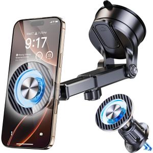 for MagSafe Magnetic Phone Holder for Car [2025 Upgraded Strongest Magnet] Car Mount Cell Stand for Dashboard Windshield Vent Compatible with iPhone 17/16/15/14/13/12 Android etc-Black