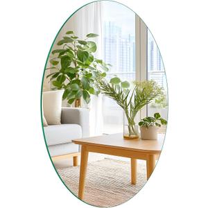 16 x 20 Glass Oval Bathroom Mirror for Over Sink, Frameless Small Oval Wall Mirror for Bathroom, Vanity, Bedroom, Living Room, Entryway, Home Wall Decor, 2-Sided Adhesive Tapes Include