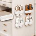 Wall Mounted Shoe Rack, Adhesive & Drill Mount Hanging Shoe Organizer, Plastic Shoe Storage for RV, Camper, Closet & Door, Patent Protected, Patent Protected, White-4Pack