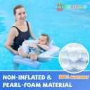 GENTEACO Mambobaby Baby Swim Float with Canopy Non-Inflatable Infant Pool Float with Tail 3-24 Months Avoid Flip Solid Skin-Friendly Material for Toddler Boys Girls