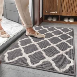 SHACOS Indoor Washable Door Mats 24"x36" Non Slip Water Absorbent Kitchen Rug Doormat for Front Door Entryway Garage Laundry Room, Light Gray