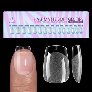 BTArtbox Extra Short Coffin Fake Nails - 320pcs Short Nail Tips Pre-shape Half Matte Soft Gel Tips, Full Cover Clear Acrylic False Nails fot Nail Extension Home DIY Nail Salon
