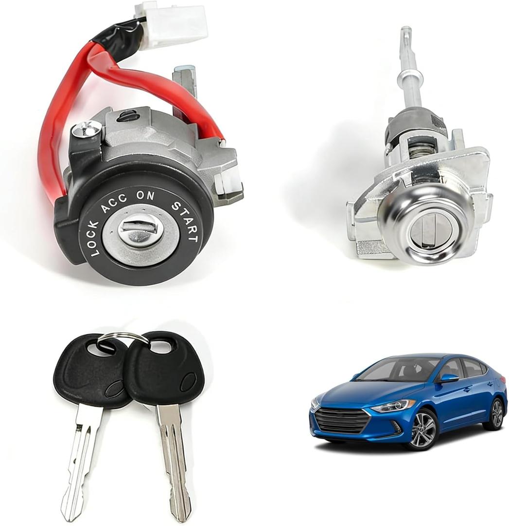 Ignition Switch Door Lock Cylinder Assembly Fits for Hyundai Elantra 2015 2016 2017 2018 2019 2020 Replace 81905-F2000 81910-F0000 with 2 Keys