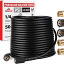 YAMATIC Pressure Washer Hose 50FT 1/4" M22 Kink Resistant Power Washer Hose Replacement for Ryobi, Troy Bilt, Greenworks, CRAFTSMAN Most Brand Power Washer with 3/8" Quick Connect Adapter, 3200 PSI